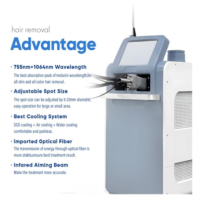 Mesin Laser Permanen ND YAG Alexandrite 755nm Long Pulse Untuk Wanita