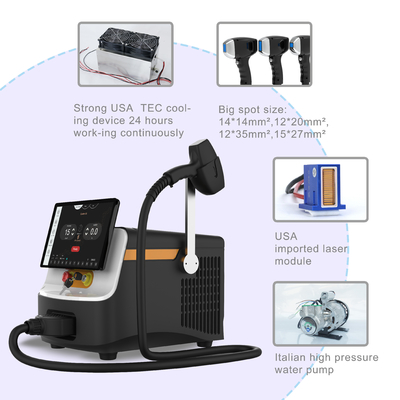 3 panjang gelombang Fiber Laser Hair Removal Machine Spot Disesuaikan 14*14mm 12*20mm 12*35mm